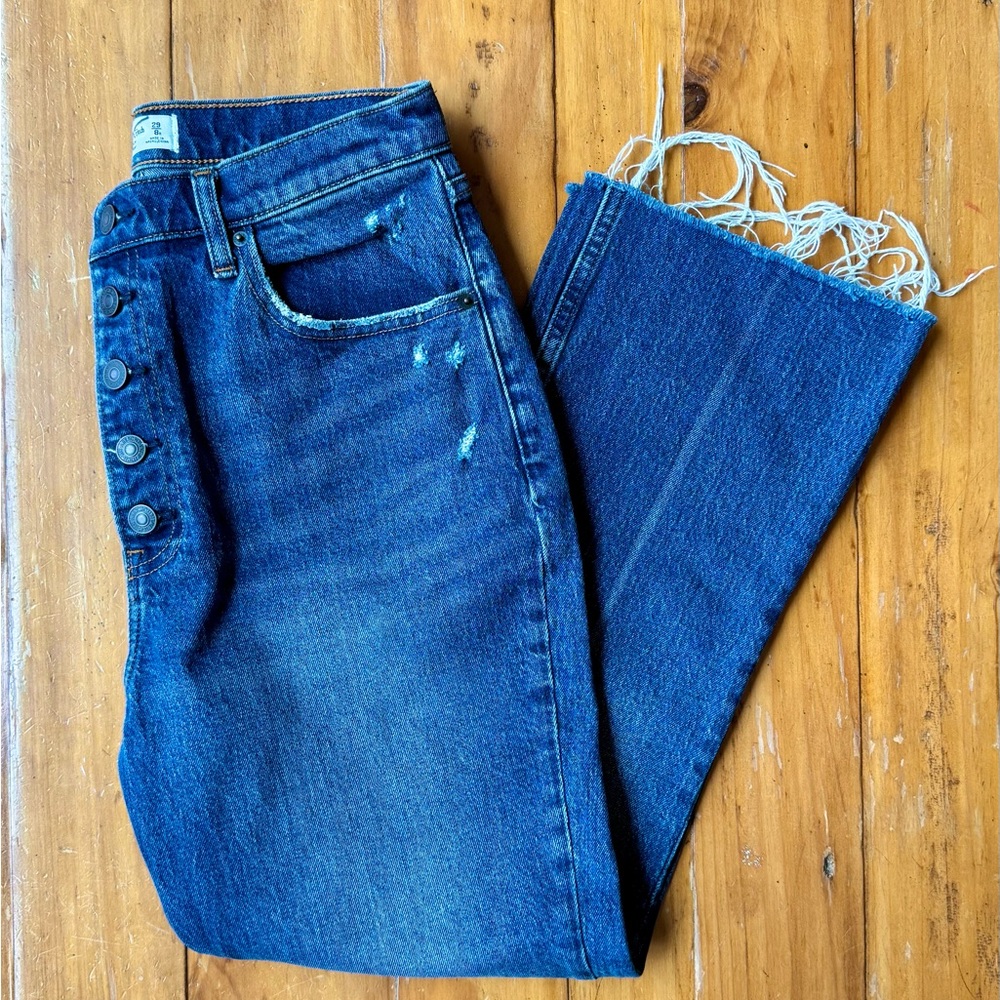Abercrombie & Fitch Women's Button-Fly Kick Flare Ultra High Rise Jeans Sz 8